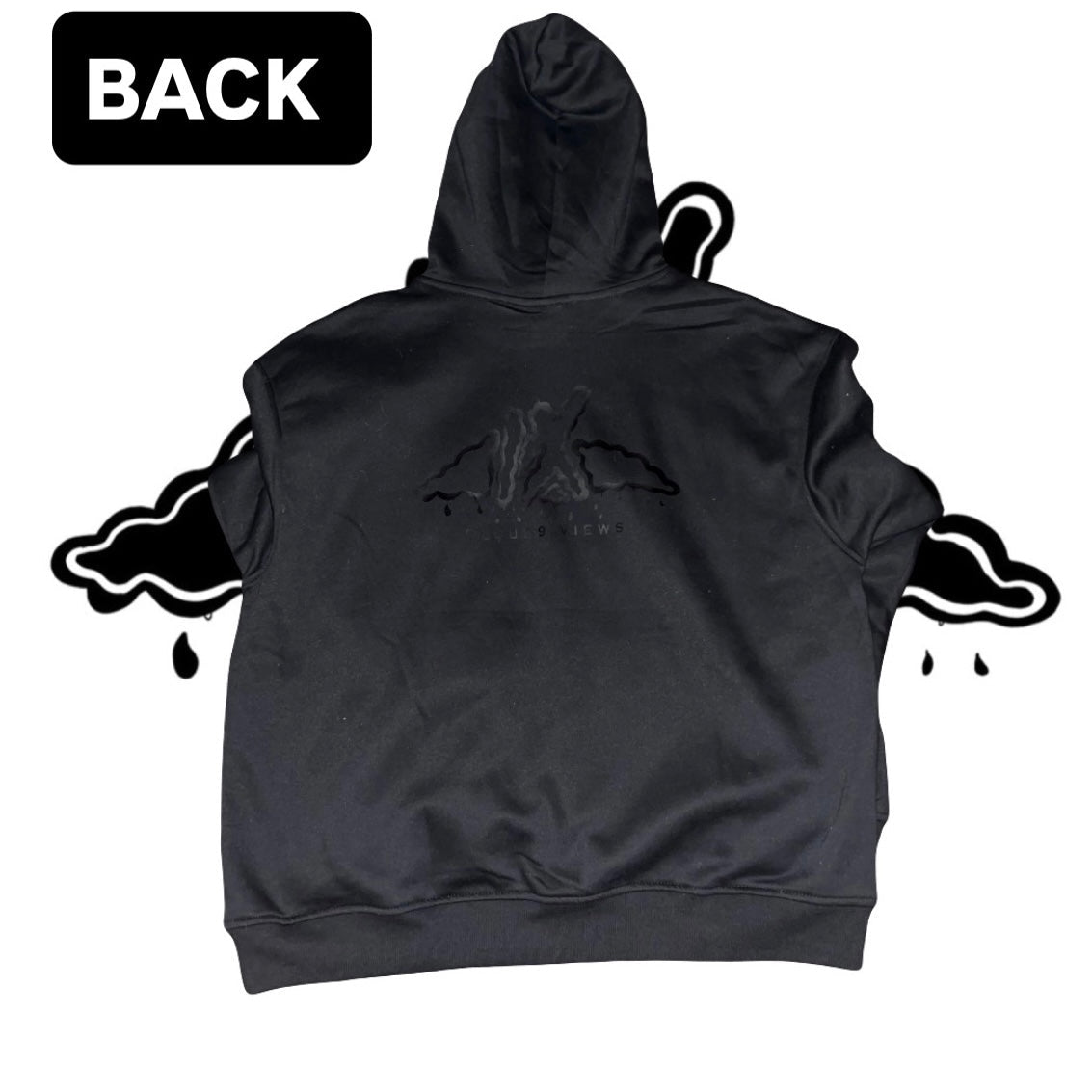 Regular Size Pullover Hoodie (Solid Black)NEW Logo