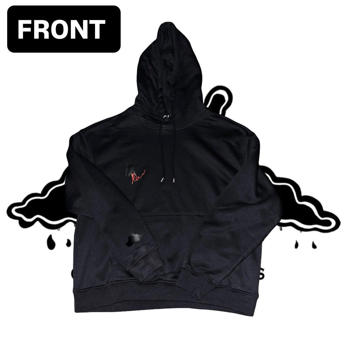 Regular Size Pullover Hoodie (Solid Black)NEW Logo